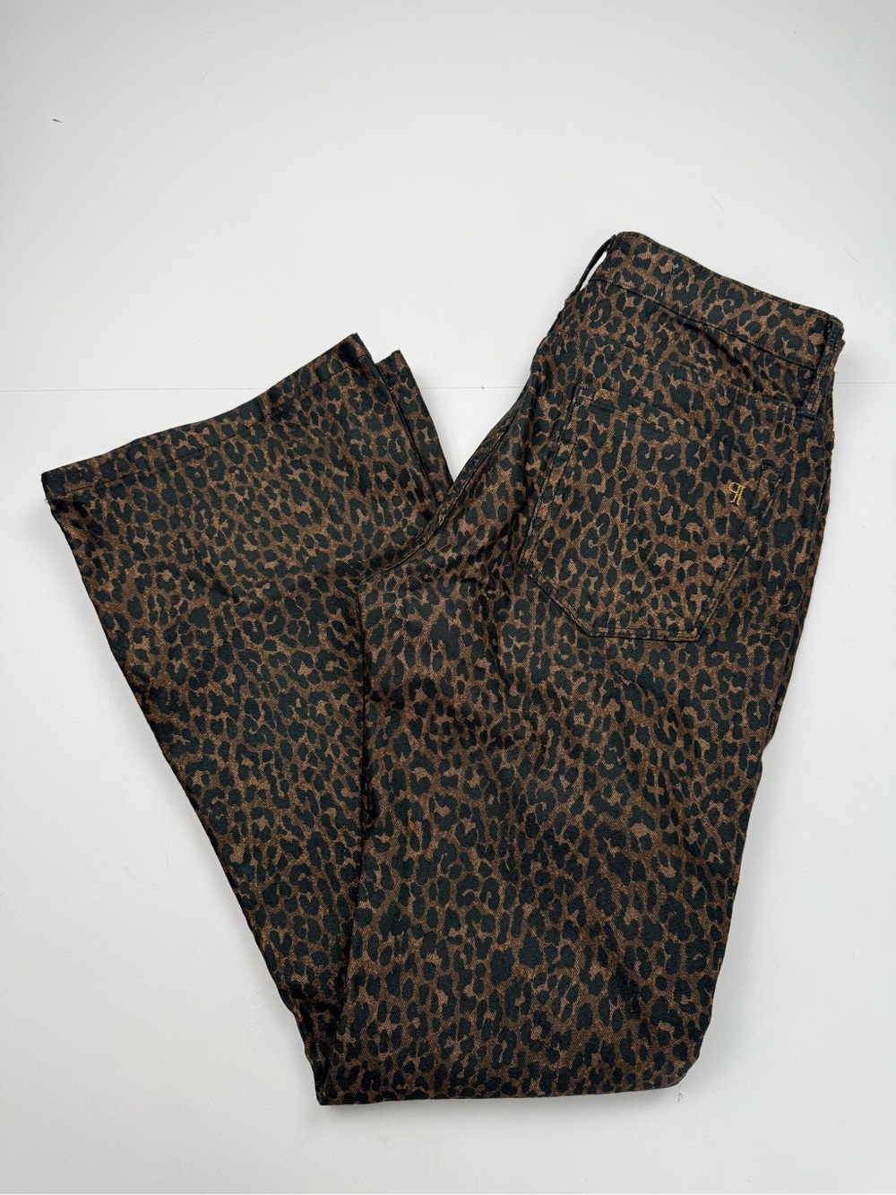 Pilcro Size 30 Leopard Print Straight Leg Jeans Brown Black Stretch Denim Edgy - Picture 10 of 10